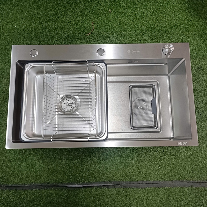 Chậu rửa bát 1 hố GRÜNDER chống xước dễ vệ sinh kích thước 80x46cm