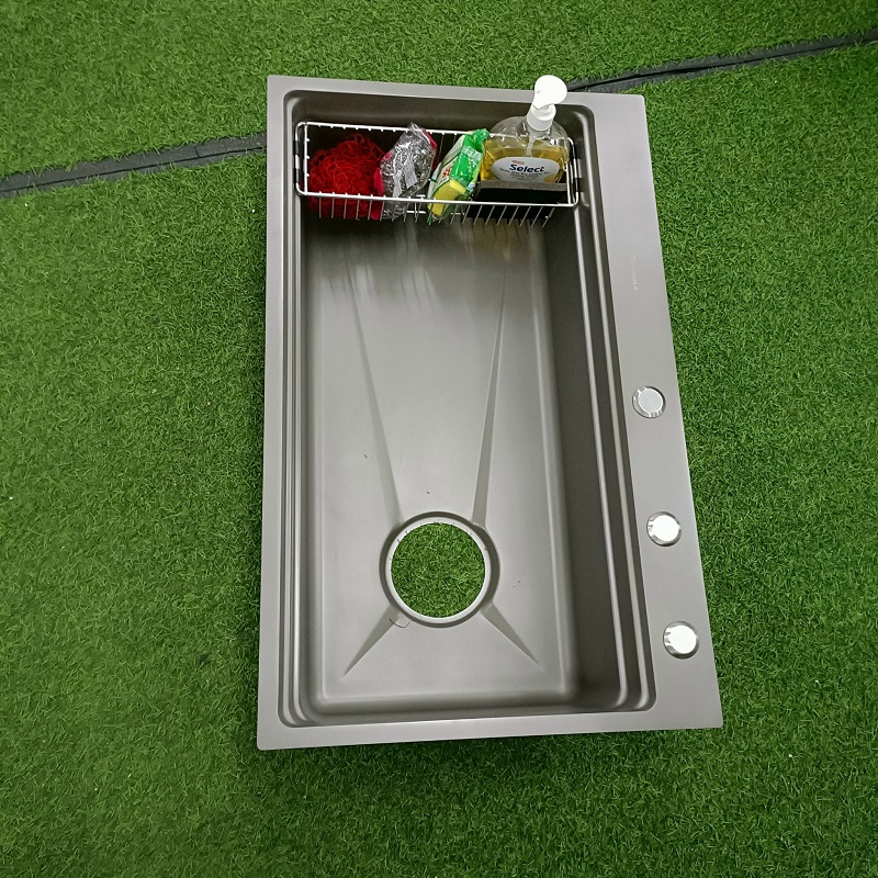 Chậu rửa bát 1 hố cỡ lớn kèm giỏ đựng giẻ rửa chén Kích thước 78x48 thương hiệu GRÜNDER