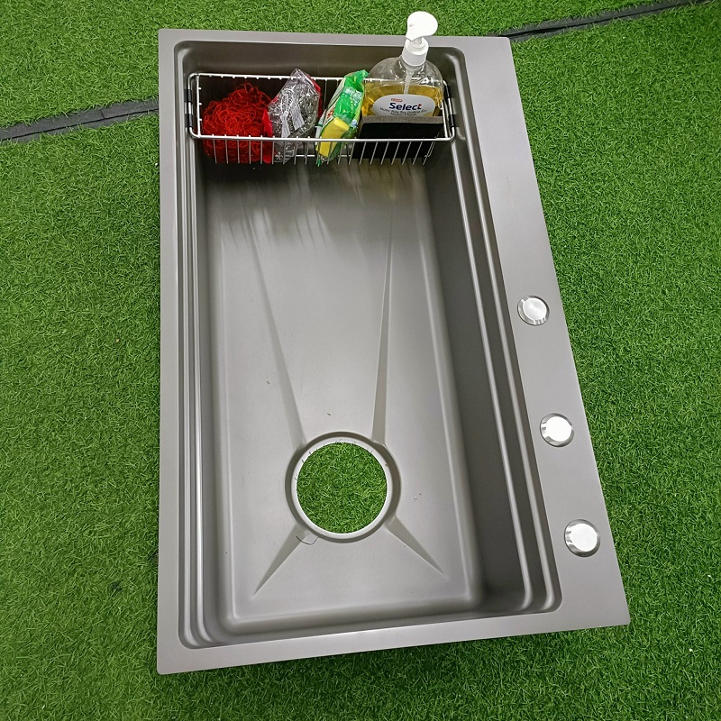 Chậu rửa bát 1 hố cỡ lớn kèm giỏ đựng giẻ rửa chén Kích thước 78x48 thương hiệu GRÜNDER