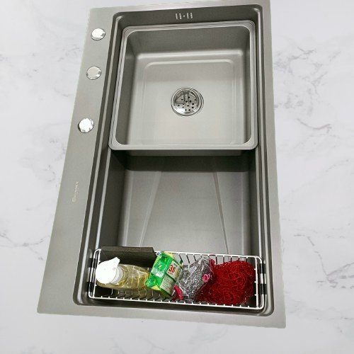 Chậu rửa bát 1 hố cỡ lớn kèm giỏ đựng giẻ rửa chén Kích thước 78x48 thương hiệu GRÜNDER