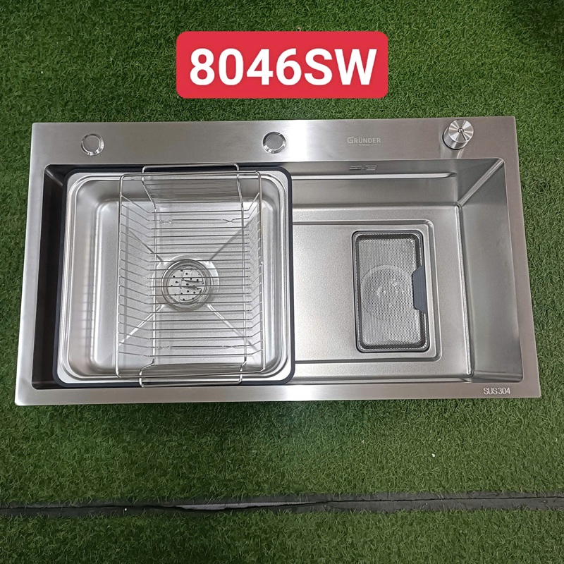 Chậu rửa bát 1 hố GRÜNDER chống xước dễ vệ sinh kích thước 80x46cm