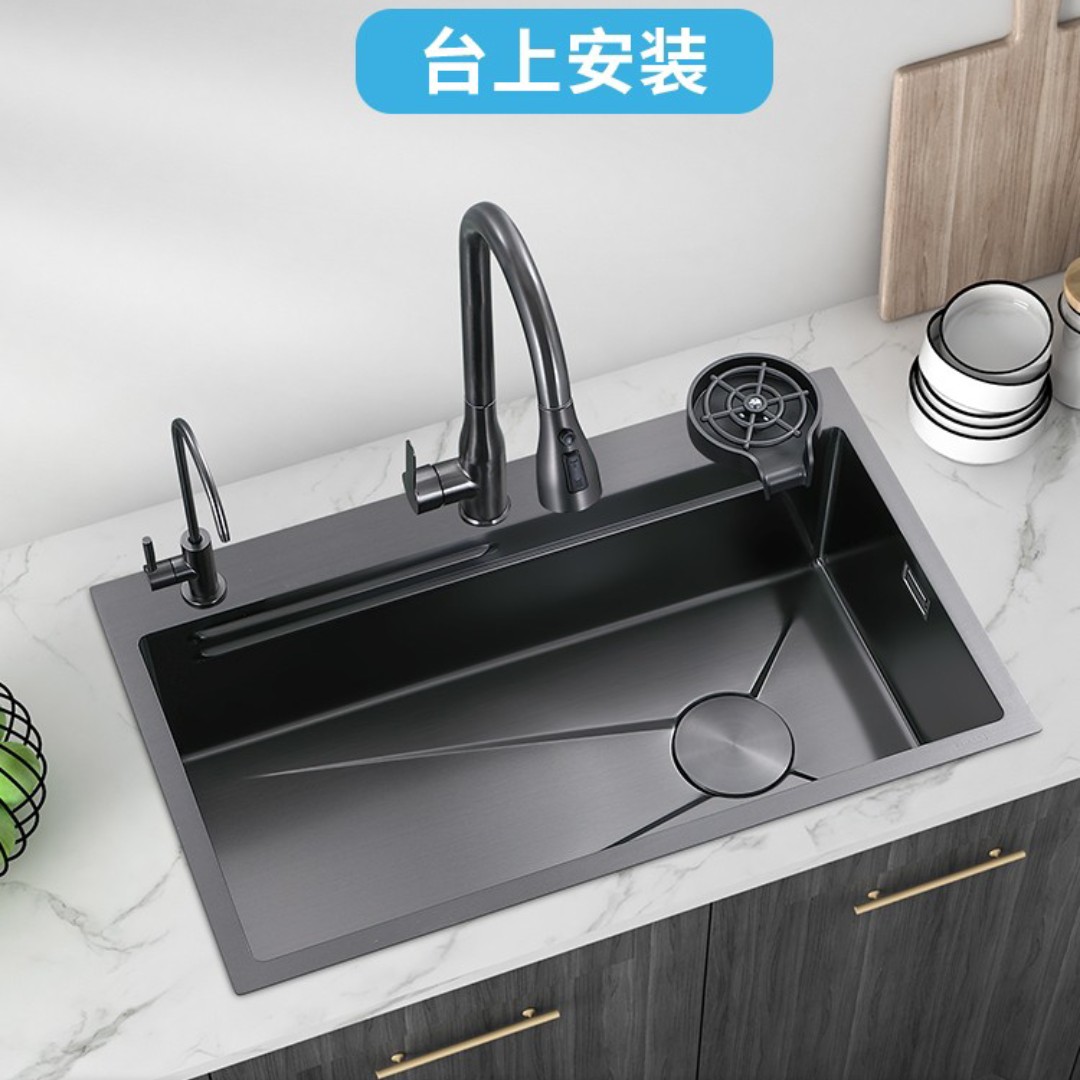 Chậu rửa bát 1 hố Gründer Kích thước 75x46 bản nâng cấp chống xước tốt hơn