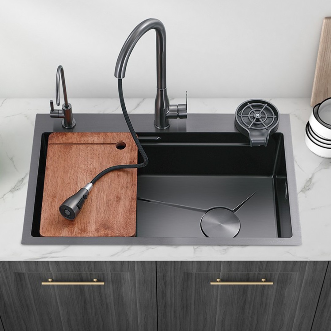 Chậu rửa bát 1 hố Gründer Kích thước 75x46 bản nâng cấp chống xước tốt hơn