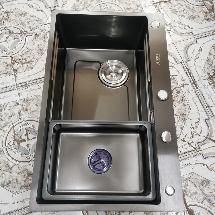 Combo chậu vòi thác rửa bát 1 hố cỡ lớn nano Kích thước 75x46 thương hiệu FOXIS