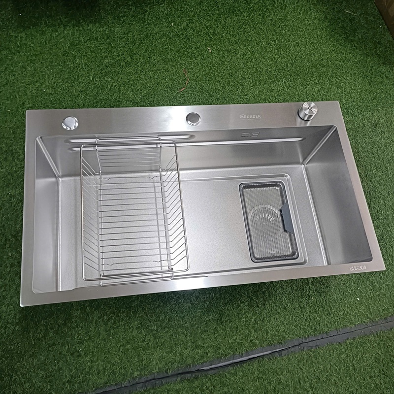 Chậu rửa bát 1 hố GRÜNDER chống xước dễ vệ sinh kích thước 80x46cm