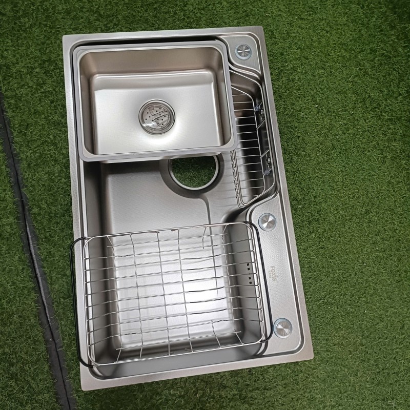 Chậu rửa bát 1 hố FOXIS mặt sần chống xước kích thước 75x46cm