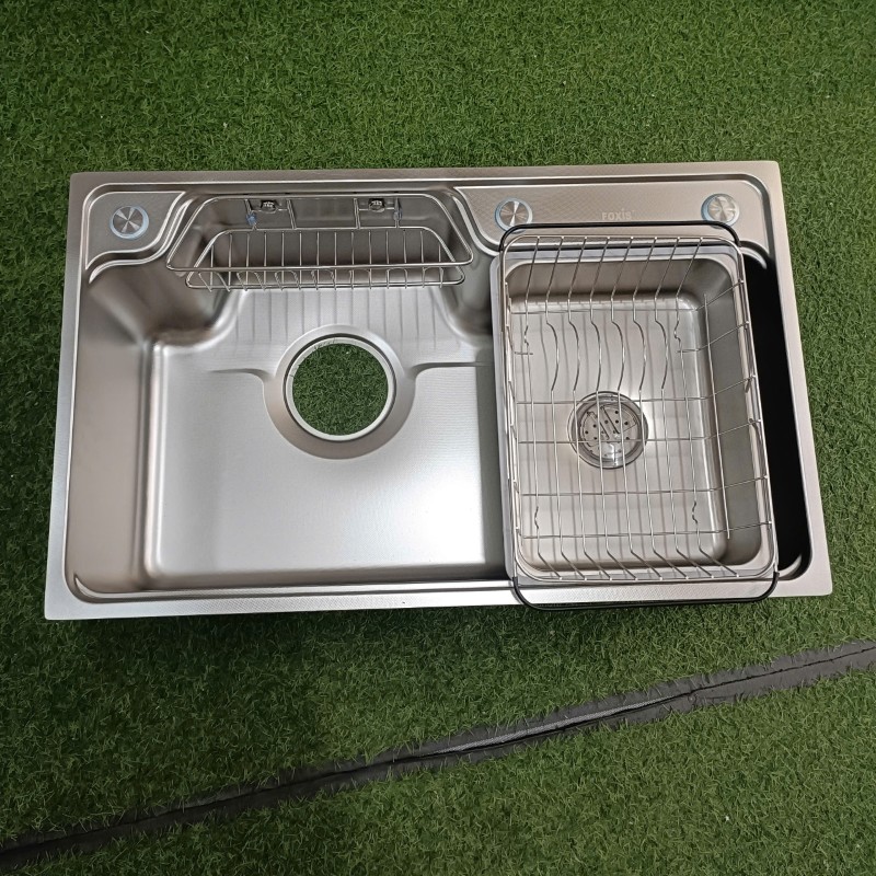 Chậu rửa bát 1 hố FOXIS mặt sần chống xước kích thước 75x46cm