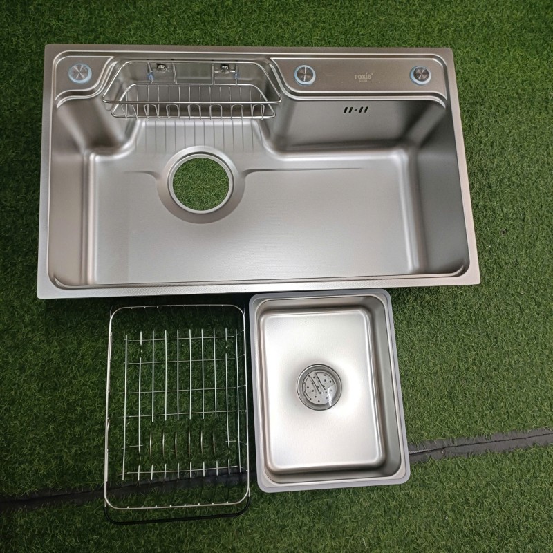 Chậu rửa bát 1 hố FOXIS mặt sần chống xước kích thước 75x46cm