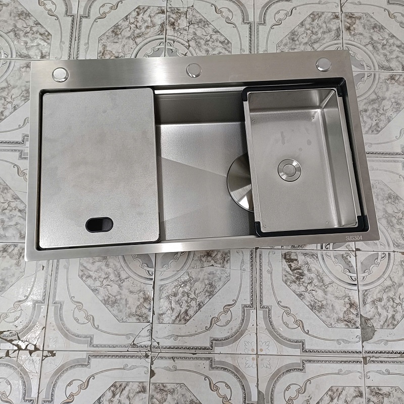 Chậu rửa bát 1 hố inox 304 kết hợp vân đá độc đáo thương hiệu GRÜNDER kích thước 78x48cm