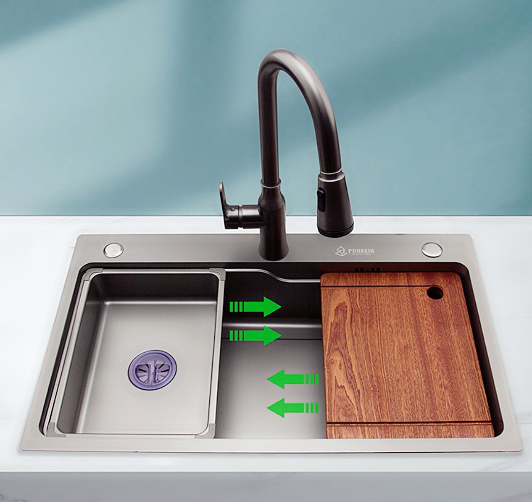 Chậu rửa bát 1 hố cỡ lớn Kích thước 75x46 thương hiệu GRÜNDER