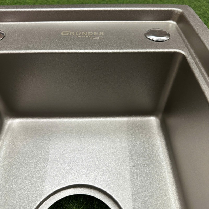 Chậu rửa bát 2 hố 1 chính 1 phụ thông minh thương hiệu GRÜNDER kích thước 83 x47cm