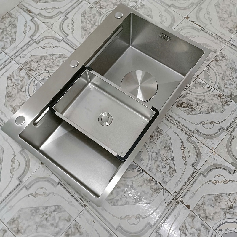 Chậu rửa bát 1 hố inox 304 kết hợp vân đá độc đáo thương hiệu GRÜNDER kích thước 78x48cm