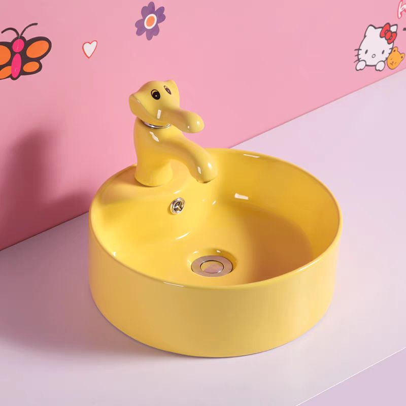 Chậu lavabo trẻ em Moonoah màu vàng MN- C228Y cho trường học mầm non