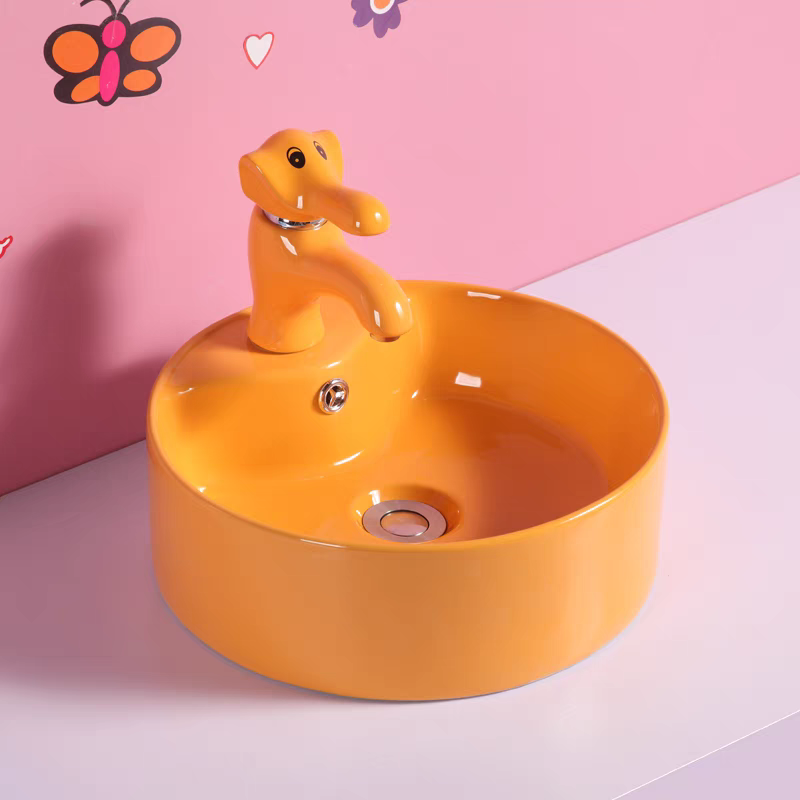 Chậu lavabo trẻ em Moonoah màu cam MN- C228OR cho trường học mầm non