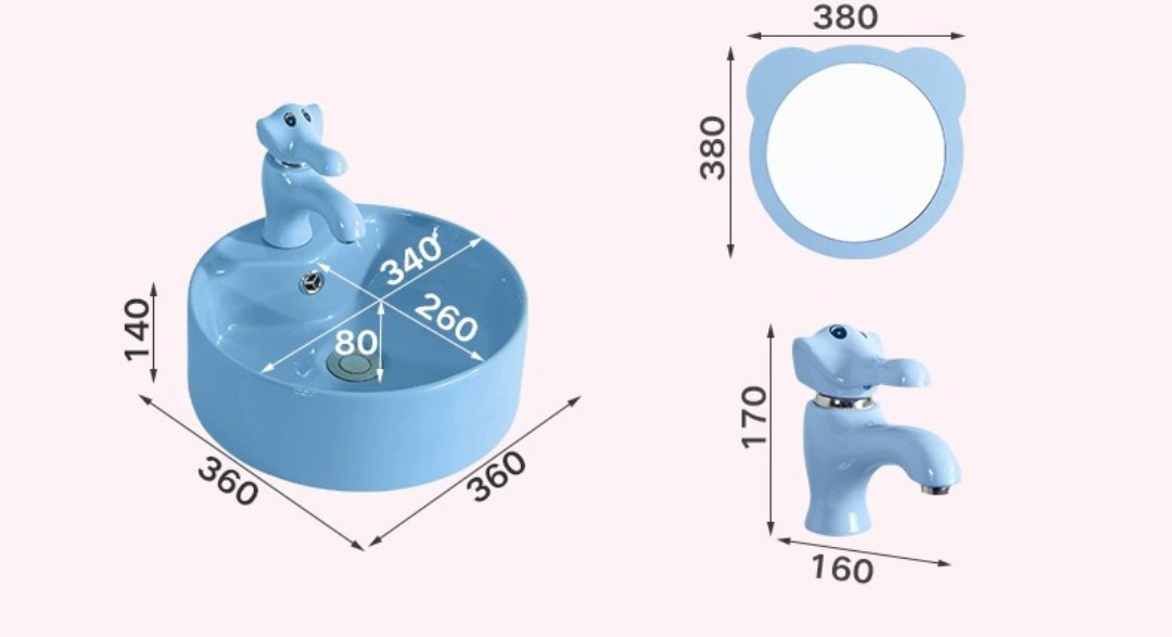 Chậu lavabo trẻ em Moonoah màu xanh dương MN- C228BL cho trường học mầm non