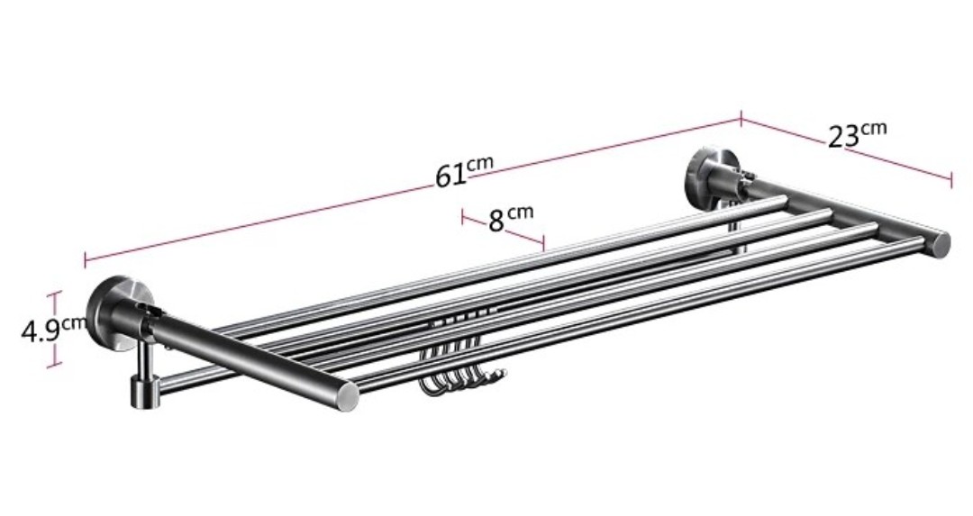 Vắt khăn giàn inox 304 thông minh gập xoay 90 độ MN-81002