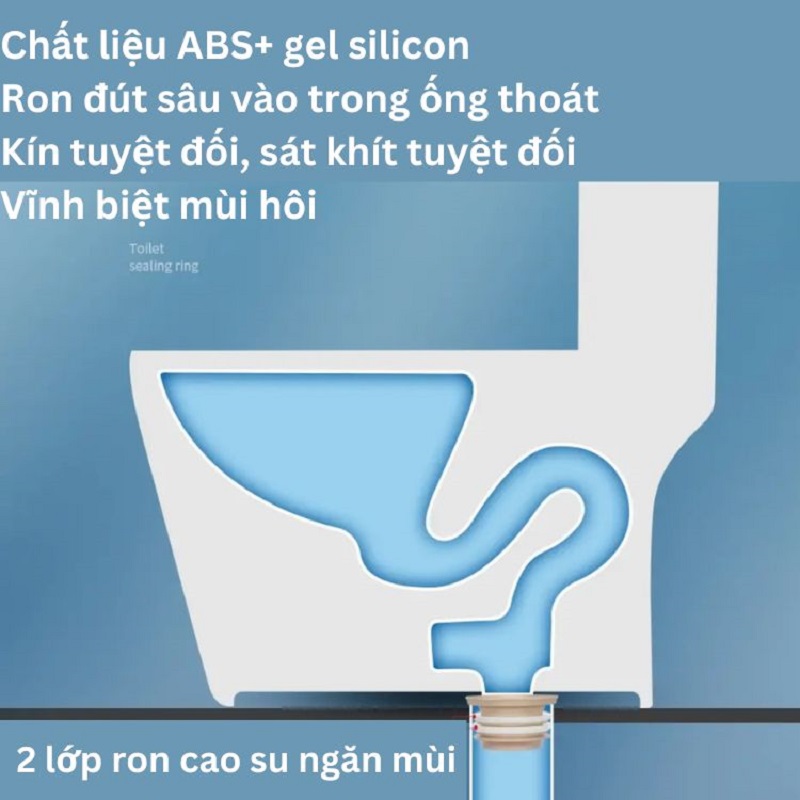 Gioăng cao su, ron cao su lót đế bồn cầu chống hôi loại đặc biệt chất liệu nhựa ABS cao 6cm