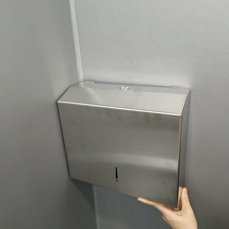 Hộp đựng giấy vệ sinh cuộn lớn. Hộp đựng giấy vệ sinh công cộng inox 304