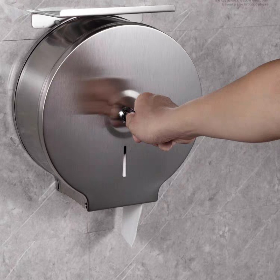 Hộp đựng giấy vệ sinh cuộn lớn. Hộp đựng giấy vệ sinh công cộng inox 304