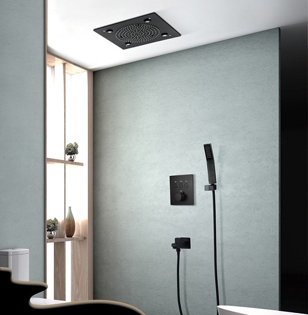 Sen tắm nhiệt độ âm tường màu đen bát Led 