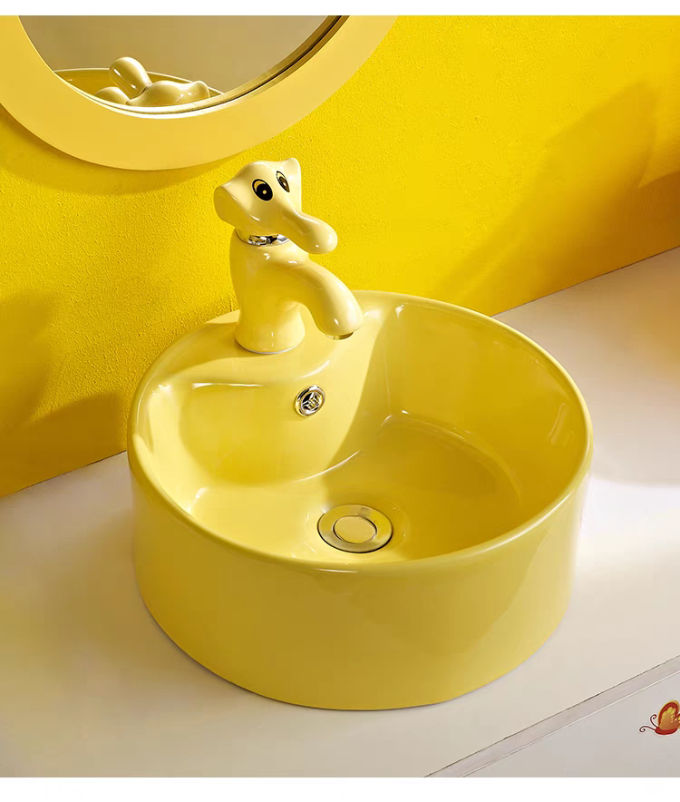 Chậu lavabo trẻ em Moonoah màu vàng MN- C228Y cho trường học mầm non