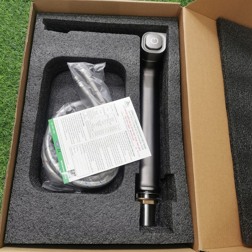 Vòi lavabo ổn định nhiệt độ mạ chân không màu ghi xám cao cấp GRÜNDER GR-VC5011KH