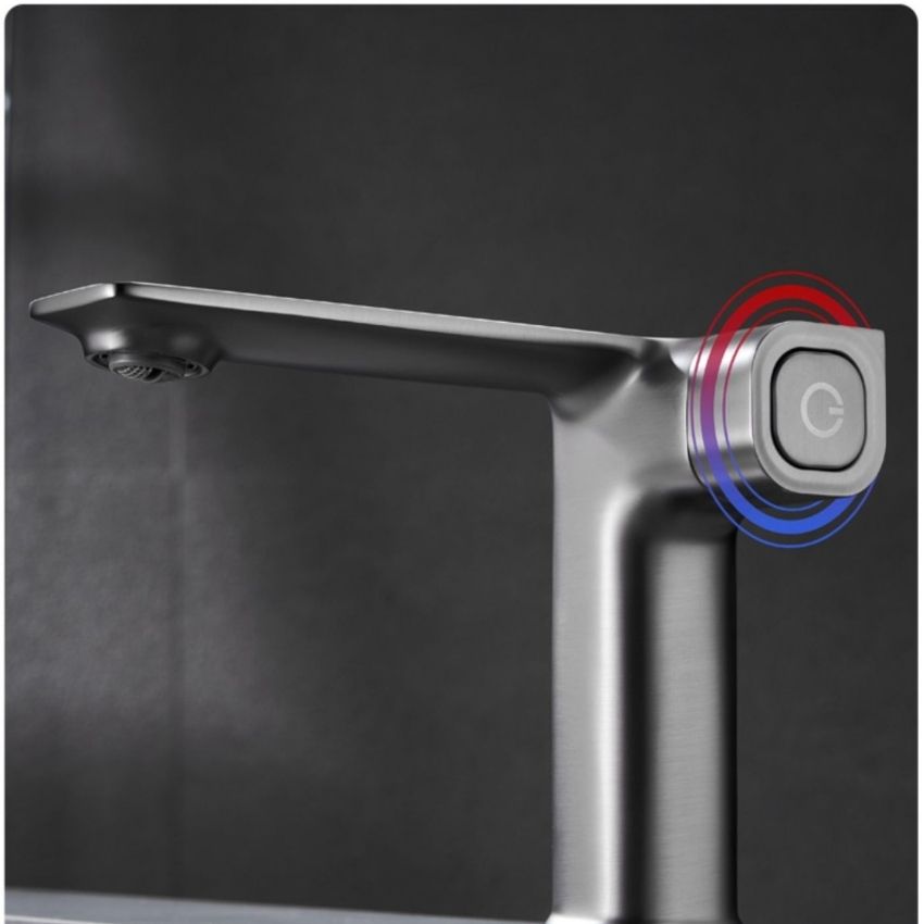 Vòi lavabo ổn định nhiệt độ mạ chân không màu ghi xám cao cấp GRÜNDER GR-VC5011K