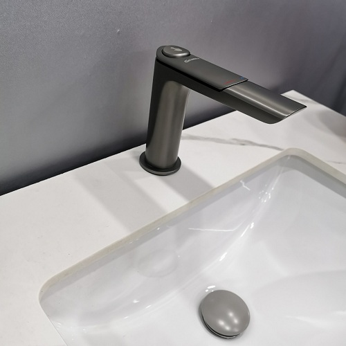 Vòi chậu rửa lavabo nóng lạnh mạ chân không màu ghi xám cao cấp GRÜNDER GR-VC5012K