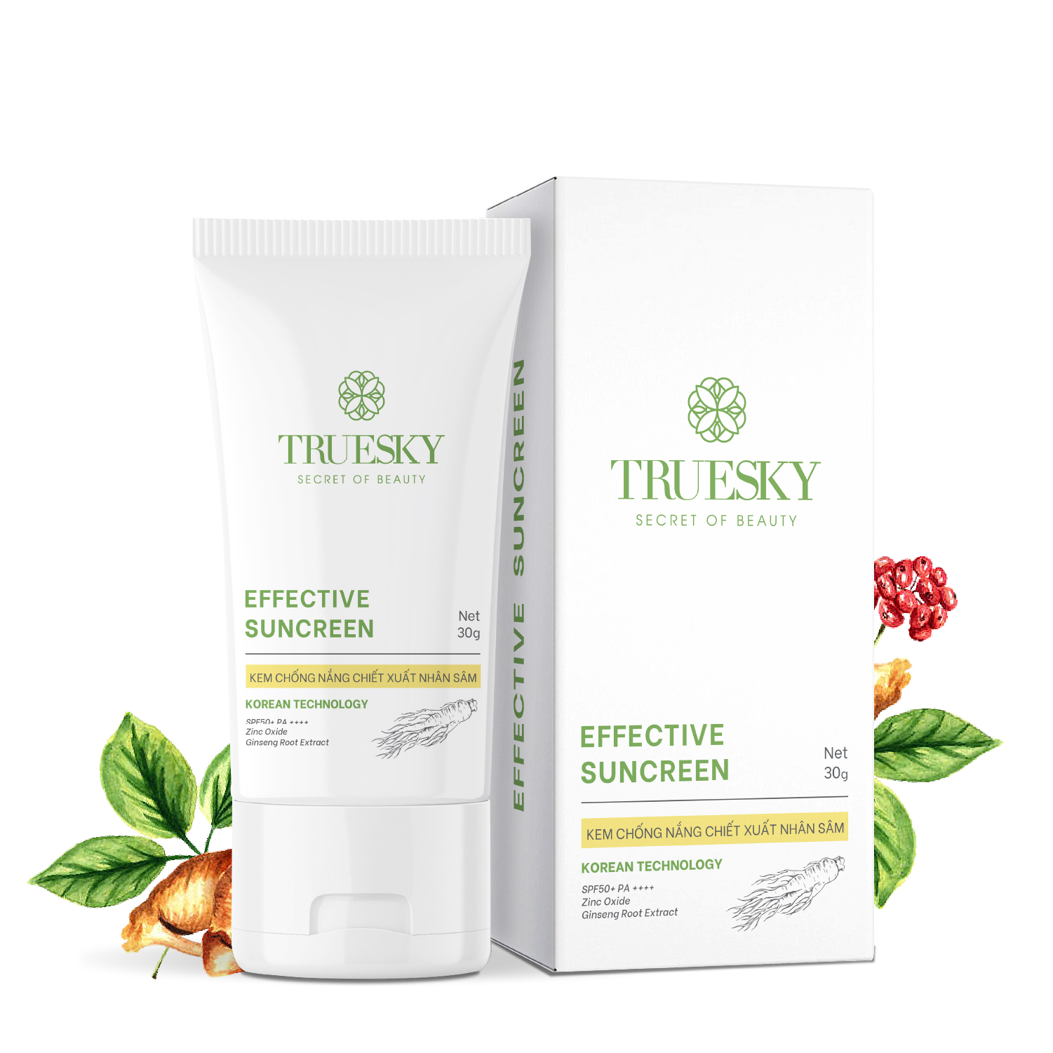 Kem chống nắng nâng tông Truesky Effective Sunscreen SPF 50+ PA+++ 30g