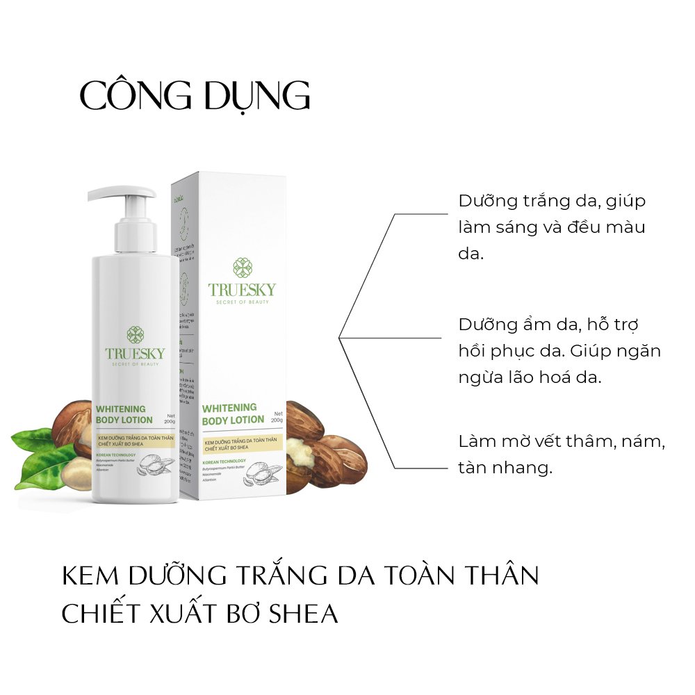 Bigsize - Kem dưỡng trắng da toàn thân Truesky Whitening Body Lotion chiết xuất bơ shea 200g