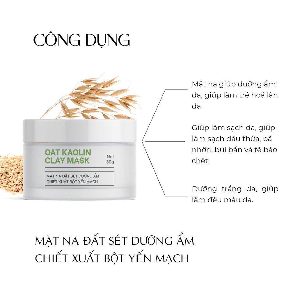 Mặt nạ đất sét dưỡng ẩm Truesky Oat Kaolin Clay Mask chiết xuất bột yến mạch 30g