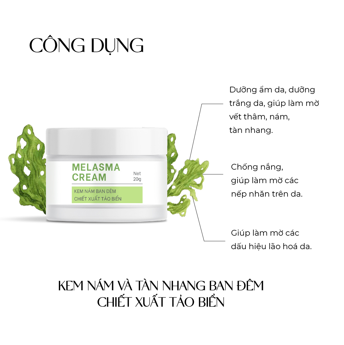 Kem nám và tàn nhang Truesky Melasma Blur Cream chiết xuất tảo biển 20g