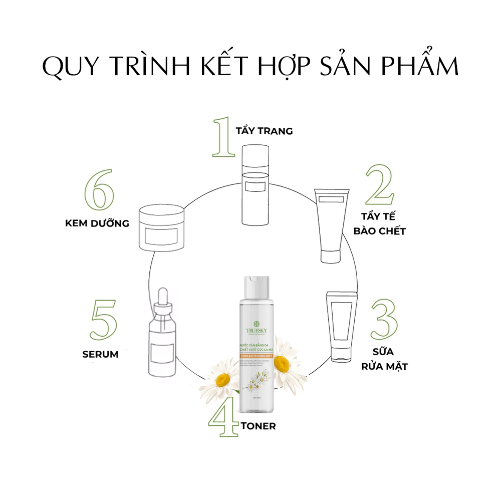 Toner Truesky chiết xuất hoa cúc giúp dưỡng ẩm, dưỡng trắng da 70ml