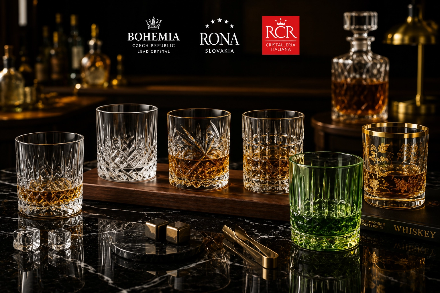 Ly Whisky pha lê Bohemia RONA và RCR kiểu ly thấp