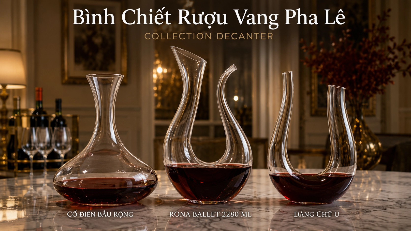 Bình chiết rượu vang Decanter pha lê cao cấp