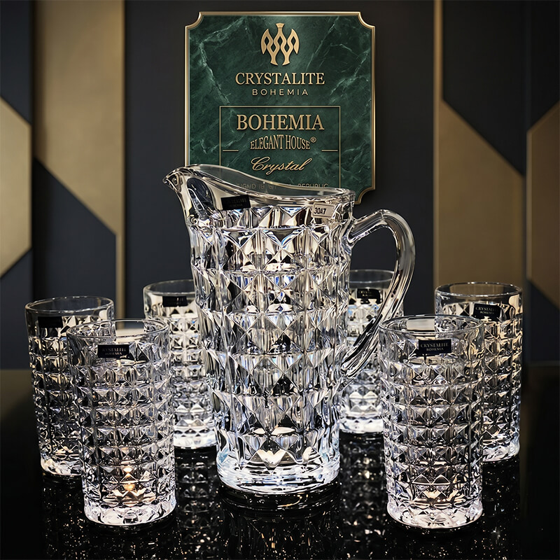 Bộ bình ly pha lê Diamond Crystalite Bohemia chính hãng không chì