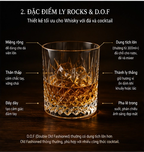 Đặc điểm ly Whisky Rocks và Double Old Fashioned