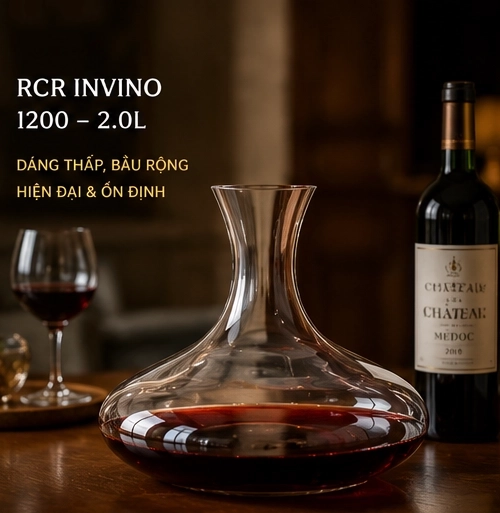 Bình Decanter RCR Invino 2L dáng thấp bầu rộng