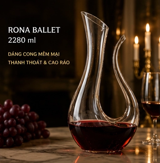 Bình Decanter RONA Ballet 2280ml dáng cao và cong
