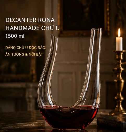 Bình Decanter RONA Handmade 1500ml dáng chữ U