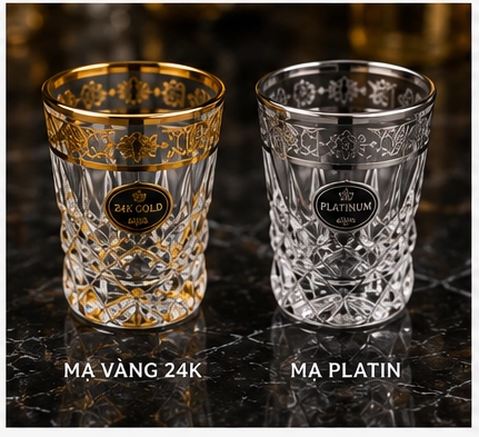 Ly shot pha lê mạ vàng và mạ platin dùng cho rượu mạnh