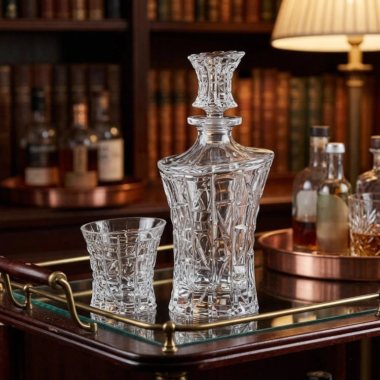 Bộ Bình Ly Pha Lê Whisky Bohemia Patriot Tiệp Khắc Chính Hãng - Loại 1 Bình 700ml + 6 Ly Neat 200ml