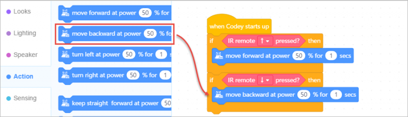 Hướng dẫn cách điều khiển từ xa bằng hồng ngoại với robot Codey Rocky