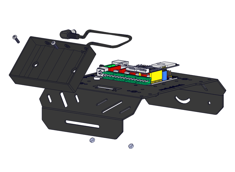Lắp giá đỡ pin vào mặt sau của mbot Mega