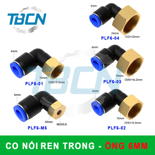 Co nối nhanh khí nén ống 6mm ren trong PLF6