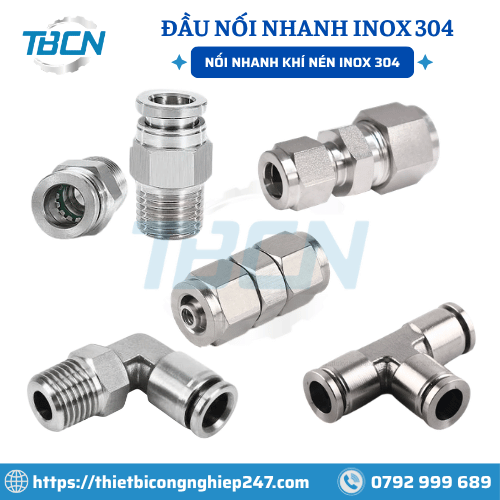 Đầu nối nhanh khí nén Inox 304