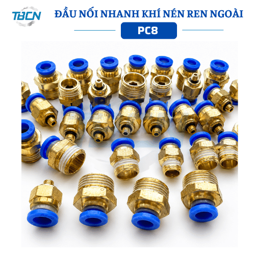 Đầu nối nhanh khí nén ống 8mm ren ngoài