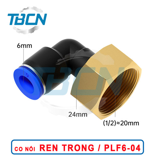 Co Nối Nhanh Ống 6mm Ren Trong PLF6-04
