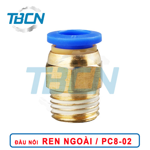 Đầu Nối Nhanh Khí Nén Ren Ngoài PC8-02