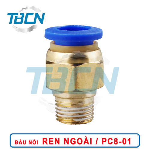 Đầu Nối Nhanh Khí Nén Ren Ngoài PC8-01